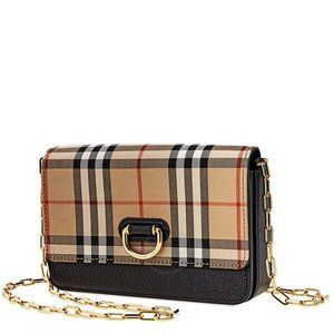BURBERRY Mini Vintage Check And Leather D Ring Bag